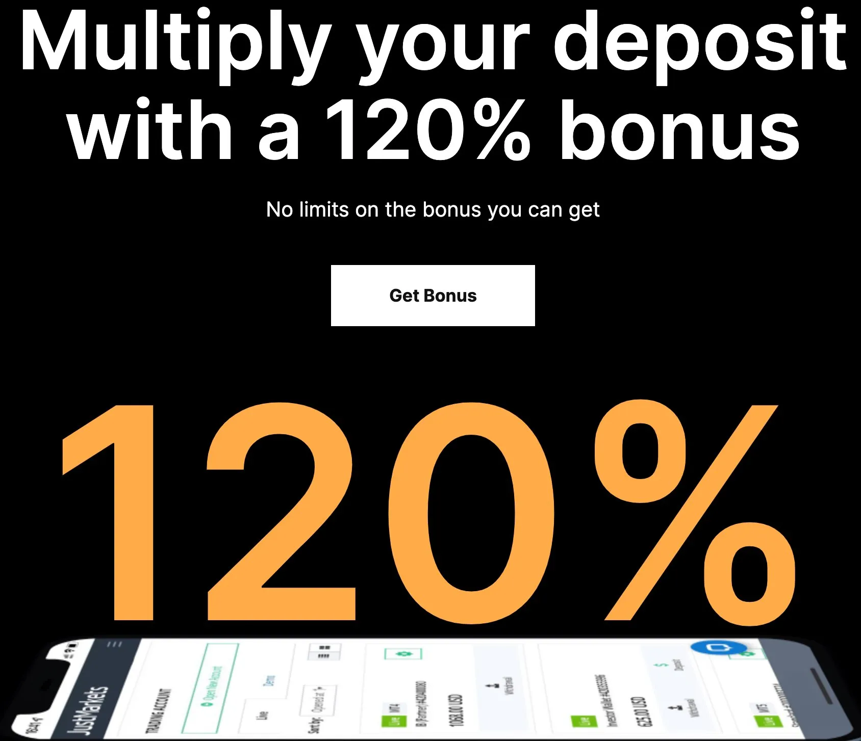 JustMarkets is a regulated forex broker that offers deposit bonus for Kenyans