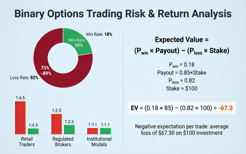 Binary options trading statistics showing success and failure rates